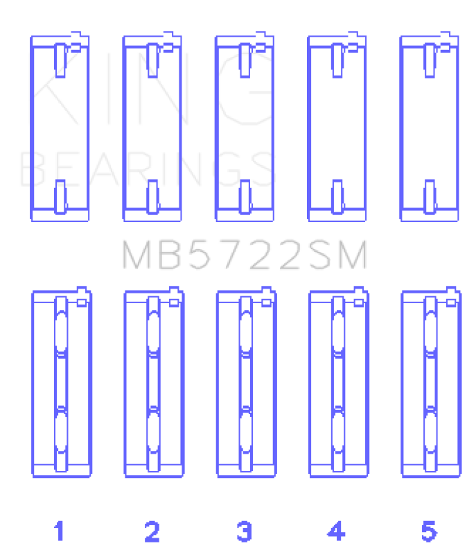 King Engine Bearings Mitsubishi 4B11T Turbo Evo X/2007-> (Size +0.50mm) Main Bearing Set - MB5722SM0.5 Photo - Primary